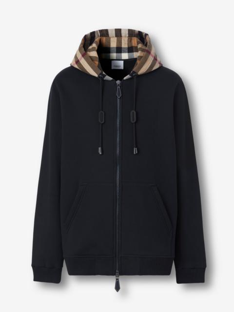 Burberry Letter Graphic Cotton Blend Hooded Top in Black