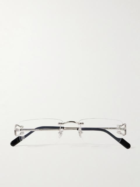 Cartier Rimless Rectangular-Frame Silver-Tone Optical Glasses