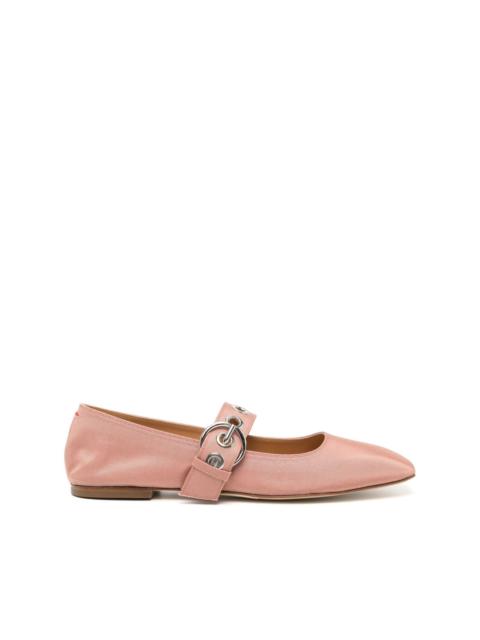 Aeyde Uma Eyelet Grosgrain Coral ballet flats