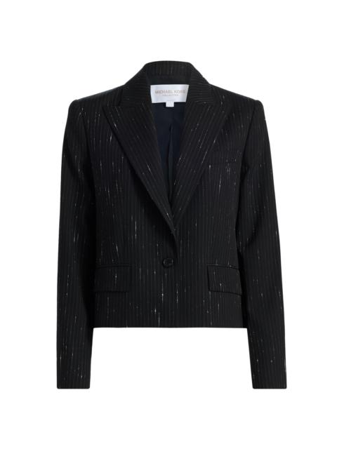 MICHAEL KORS COLLECTION Women's Spencer Pinstriped Virgin Wool-Blend Blazer - Black White