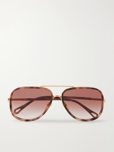 Chloé Tubolar aviator-style tortoiseshell acetate sunglasses Tortoiseshell