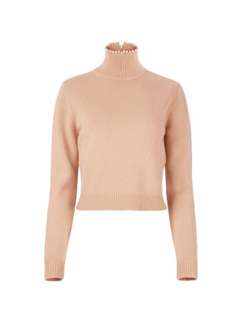 bead-embellished wool-blend jumper