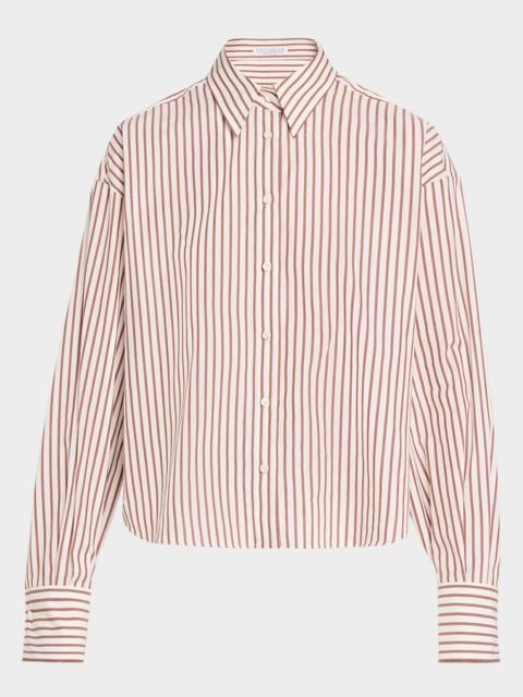 Brunello Cucinelli Striped Cotton Poplin Button-Down Shirt