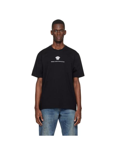 VERSACE Black Embroidered Cotton-Jersey T-shirt