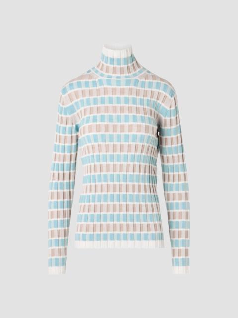 AKRIS Women's Intarsia Check Wool Sweater - Winter White Oat