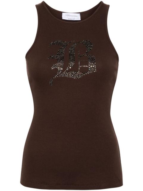 Blumarine rhinestoned ribbed-knit tank top