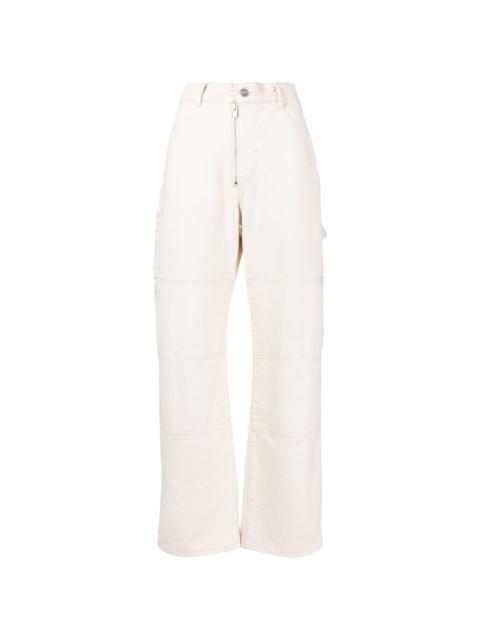 panelled straight-leg jeans