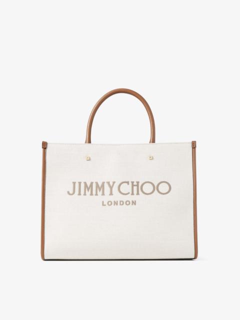JIMMY CHOO Varenne M Tote
Natural Recycled Cotton Canvas Tote Bag with Embroidered Logo