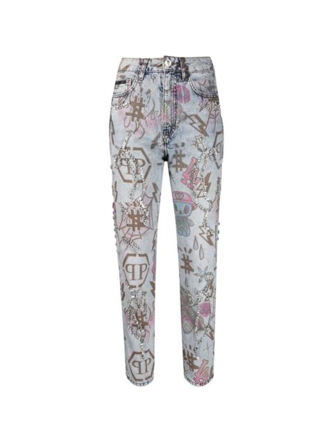 tattoo-monogram boyfriend jeans