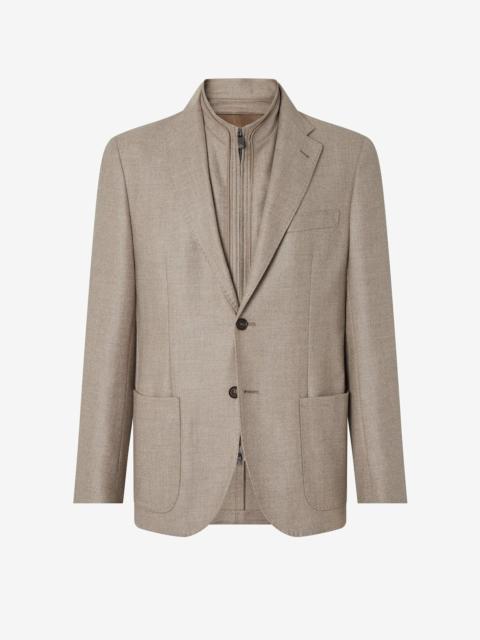 CORNELIANI Beige wool and cashmere jacket with detachable vest
