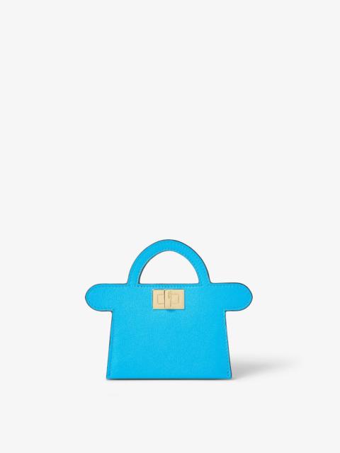 Fendi Way Card Case Aquamarine blue leather card case
