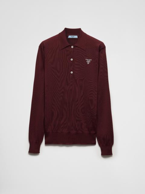 Prada Long-sleeved silk polo shirt