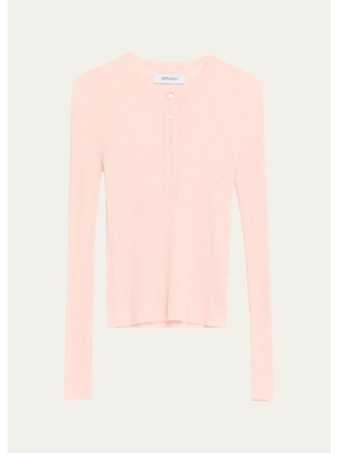 SPRWMN Ribbed-Knit Cashmere Henley Top