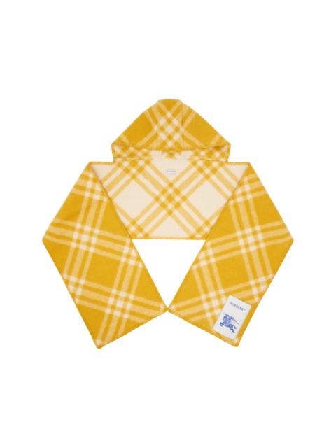 Burberry Yellow Check Wool Hooded Scarf
