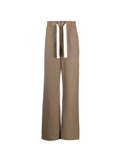drawcord-waist wide-leg trousers