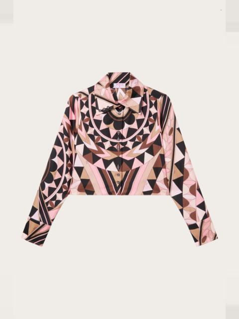 PUCCI MANUBA PRINT SILK CROP SHIRT