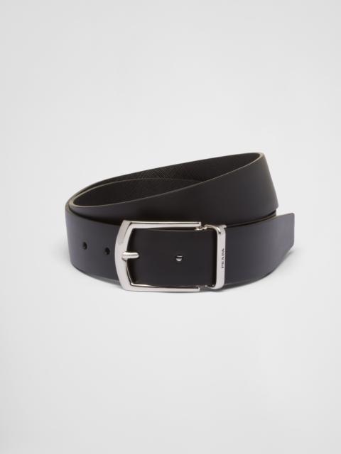 Reversible Saffiano and leather belt