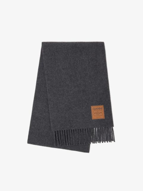 GANNI GREY WOOL SCARF