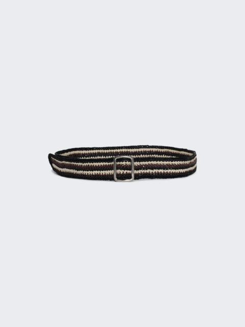 The Row Ara Belt Black, Dark Brown, And Ivory Stripe