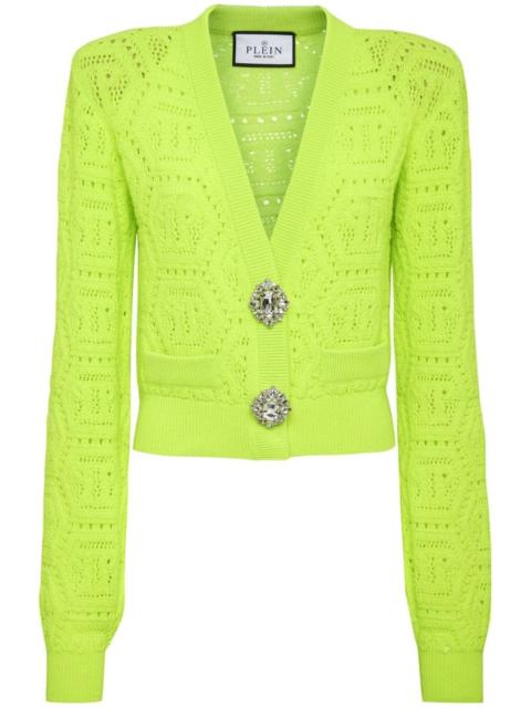 PHILIPP PLEIN monogram-intarsia cropped cardigan