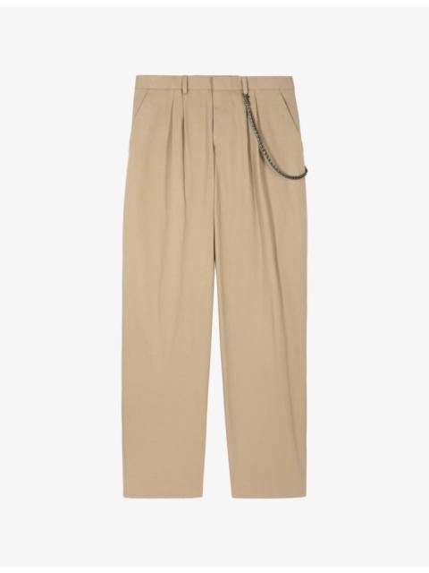 The Kooples Chain-Embellished Straight-Leg Cotton Trousers