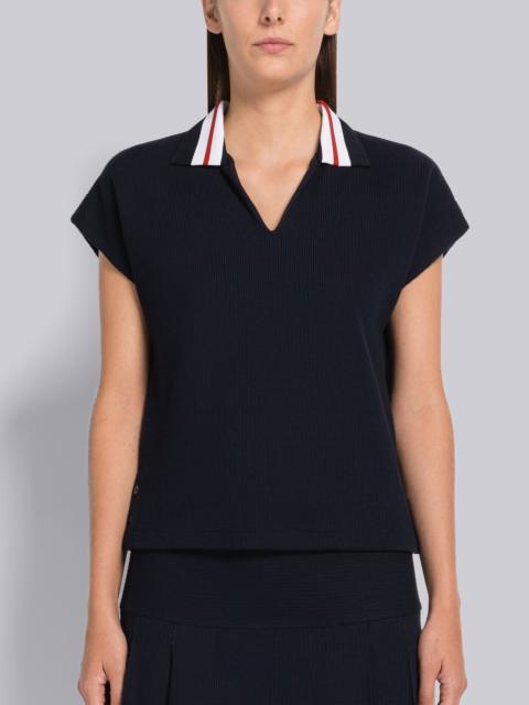 Thom Browne Lightweight Textured Cotton Cricket Stripe Polo