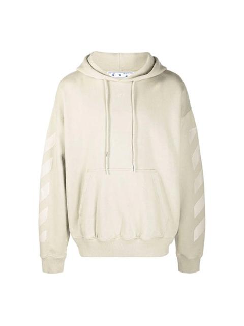 Off-White 남자의 오프 화이트 FW21 로고 고무 화살표 Pullover 느슨한 적합 베이지 OMBB085F21FLE0101717