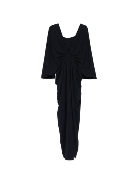 AMSALE draped v-neck maxi dress