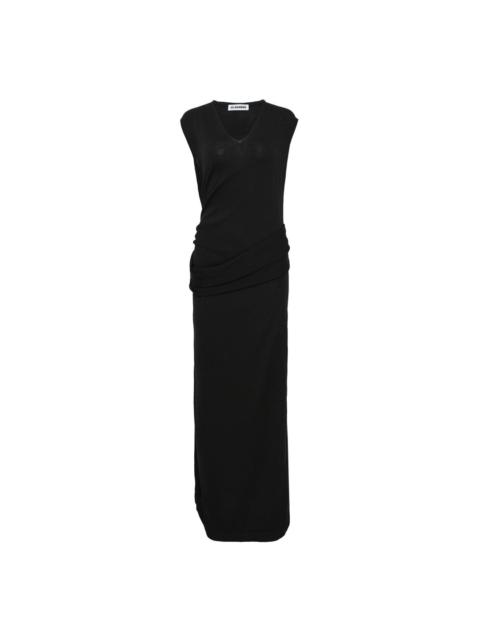 Jil Sander Sleeveless Draped Dress With Pin Brooch