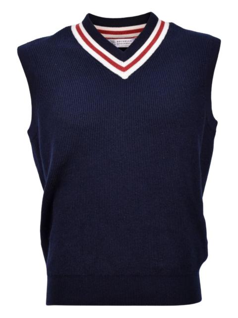 Brunello Cucinelli ribbed V-neck wool vest