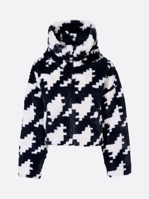 PERFECT MOMENT Houndstooth Noelle Faux Fur Jacket