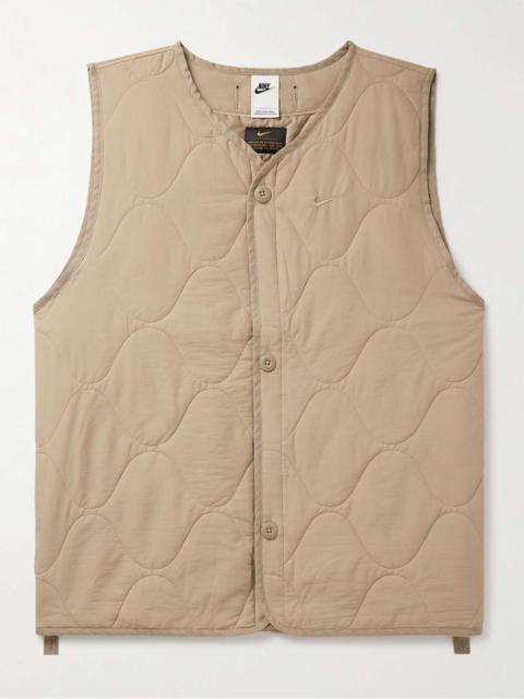 Logo-Embroidered Quilted Padded Ripstop Gilet