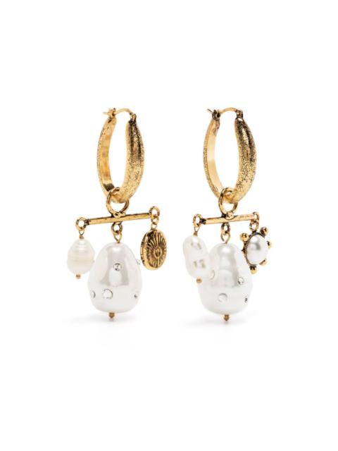 Erdem mixed charm pearl drop earrings