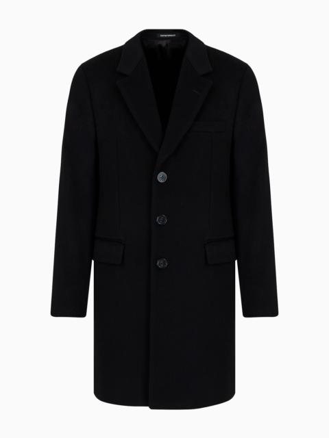 Coat with lapels in beaver cashmere