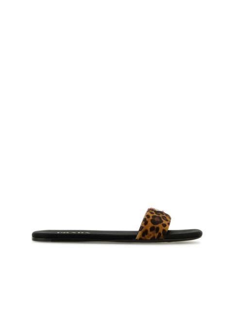 Prada animal-print leather sandals