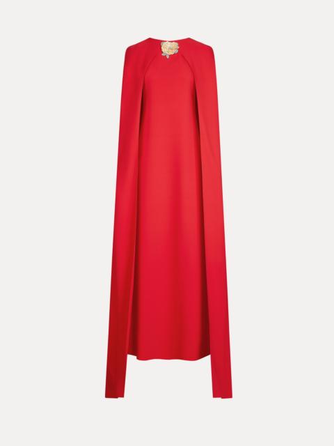 Oscar de la Renta BROOCH EMBROIDERED CAPE-BACK CAFTAN