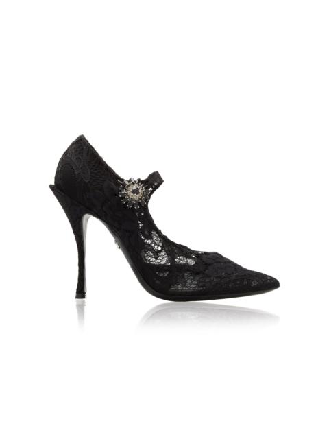 Dolce & Gabbana Embellished Lace Mary Jane Pumps black