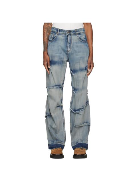 We11done Blue Multi-Tuck Denim Jeans