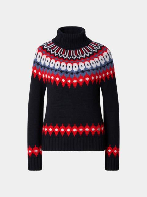 BOGNER Ingrid Cashmere Norwegian Pullover in Navy/Red/Blue