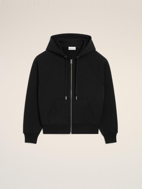 AMI Paris BLACK COTTON EMBOSSED AMI DE COEUR ZIPPED HOODIE
