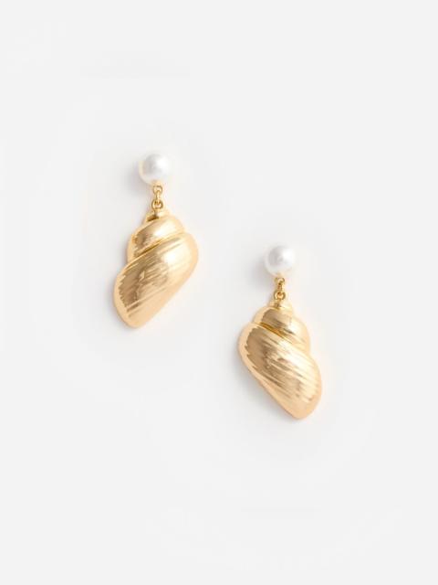 self-portrait Pearl Gold Shell Earrings
