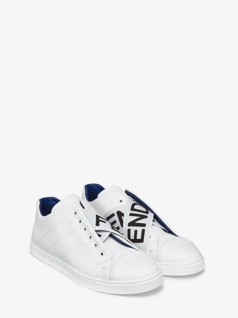 FENDI White leather slip-ons