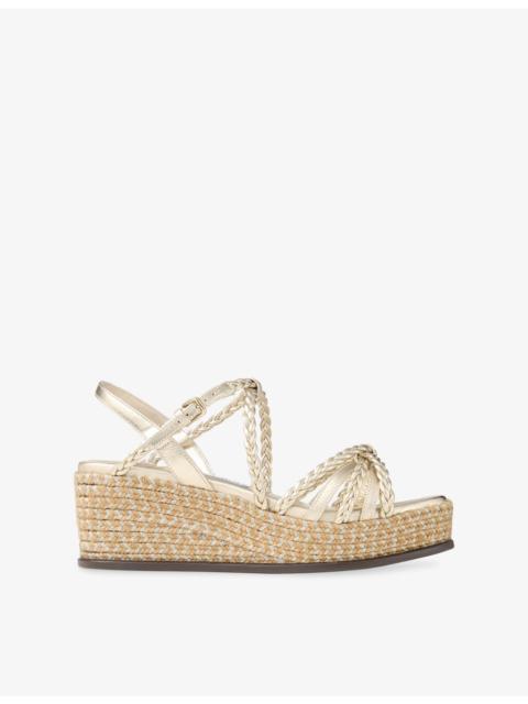 JIMMY CHOO Nyra 60 Braided Leather Wedge Platform Sandals