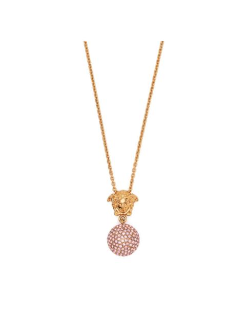 Medusa-motif crystal-embellished necklace