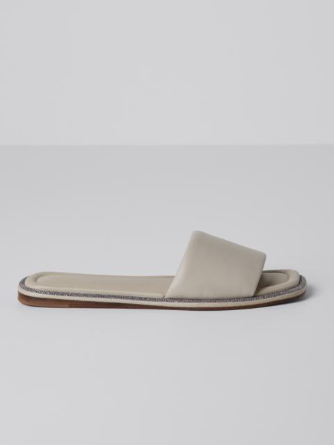Brunello Cucinelli Nappa leather slides with shiny welt