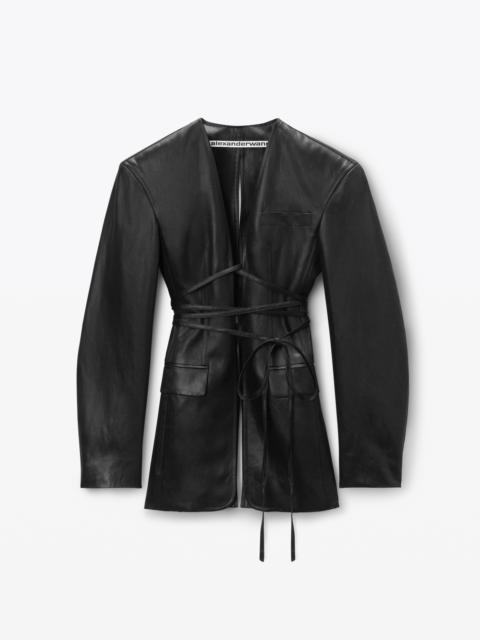 Alexander Wang open front blazer with self-tie closure in linen chintz