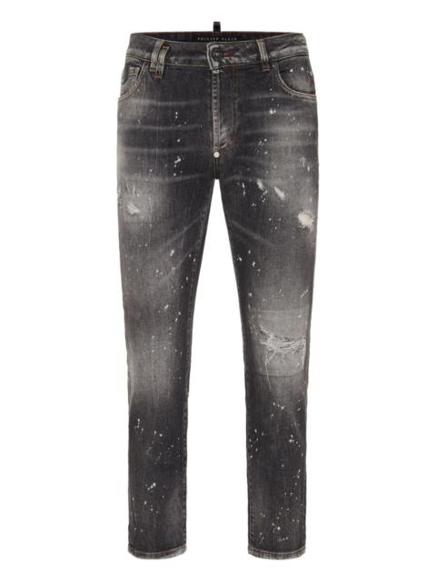 PHILIPP PLEIN paint-splatter distressed jeans