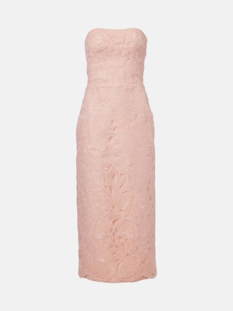 COSTARELLOS Jillie embroidered organza bustier gown