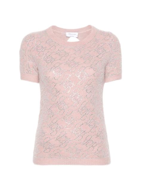 Blumarine crystal-embellished knitted top