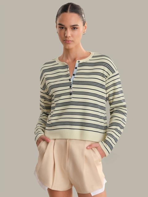 525 america Cara: Striped Henley Pullover